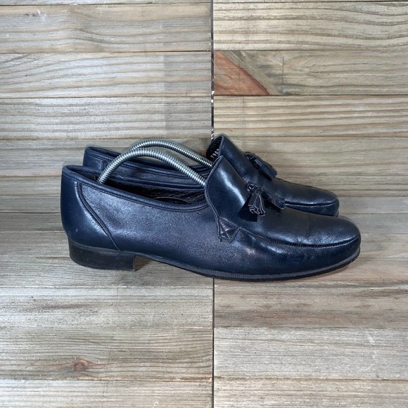 Classics by Footjoy Leather Tassel Loafers Inky Blue Black Mens 9 Golf Shoes - Picture 1 of 8